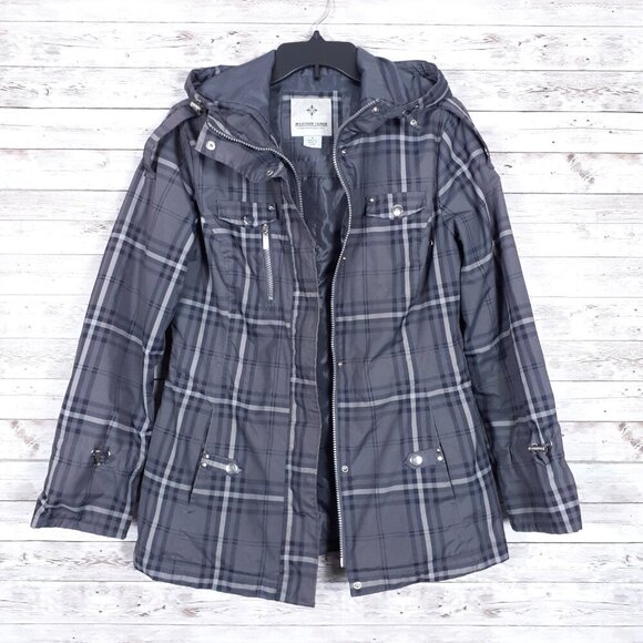 Weather Tamer Womens Anorak Jacket S Gray Plaid Lined Hooded CL - Picture 2 of 7